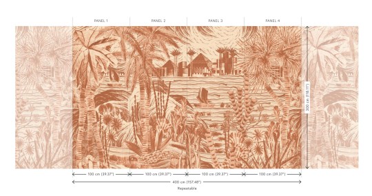 Arte 19461 Essentials Luxor Thebe Terra - mural tekstylny z krajobrazem z piramidami