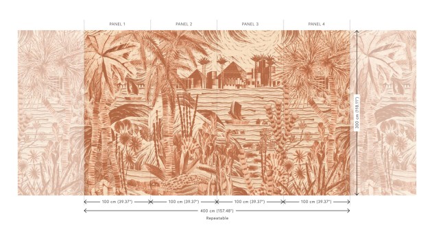 Arte 19461 Essentials Luxor Thebe Terra - mural tekstylny z krajobrazem z piramidami