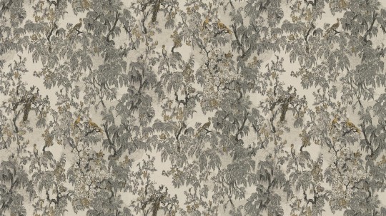 Arte 97831 Les Tapisseries Ramage Honey Cream - tapeta tekstylna w gałęzie i rajskie ptaki