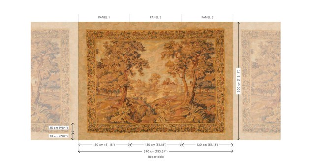Arte 97860 Les Tapisseries Escapade Cinnamon - mural tekstylny w pejzaż parkowy