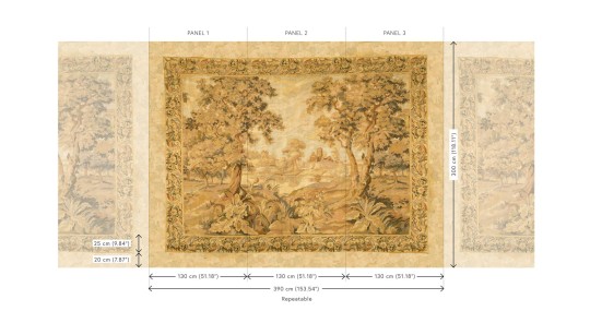 Arte 97861 Les Tapisseries Escapade Beige - mural tekstylny w pejzaż parkowy