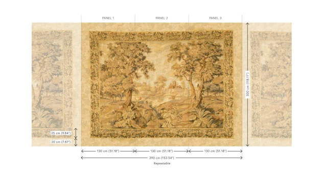 Arte 97861 Les Tapisseries Escapade Beige - mural tekstylny w pejzaż parkowy