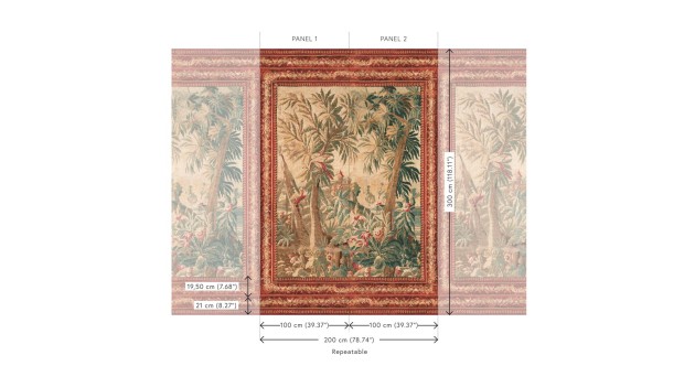 Arte 97870 Les Tapisseries Floraison Red Foliage - mural tekstylny w pejzaż tropikalny