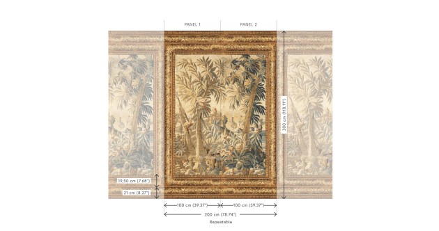 Arte 97871 Les Tapisseries Floraison Antique Gold - mural tekstylny w pejzaż tropikalny