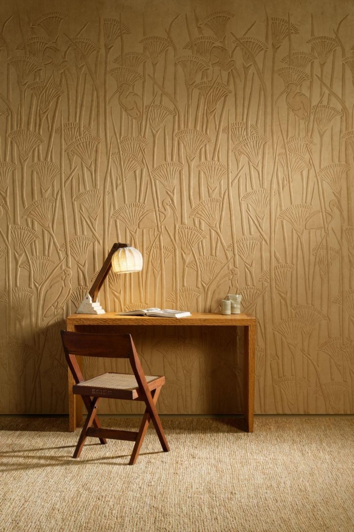 Arte 23422 Memphis Ibis Chestnut - mural tekstylny 3D w papirusy i ibisy