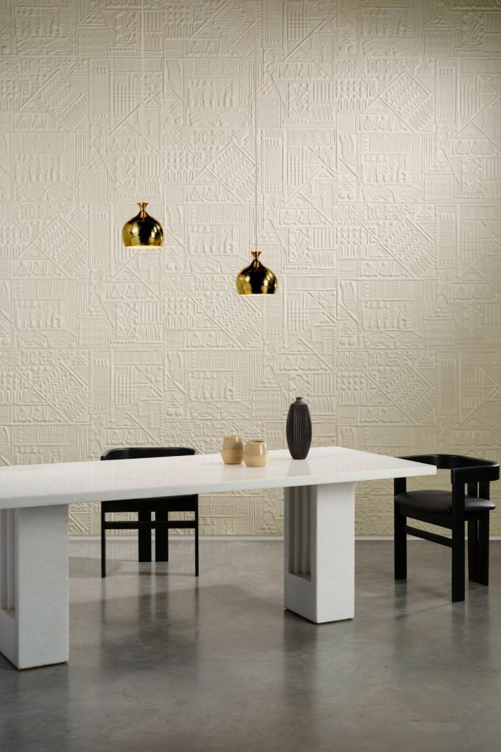 Arte 23402 Memphis Amarna Bone - tapeta tekstylna 3D geometryczna