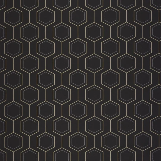 Caselio MNL3107139921 Moonlight 3 Hexaline Noir or - tapeta geometryczna w sześciokąty