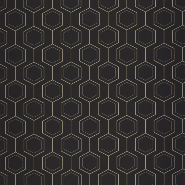 Caselio MNL3107139921 Moonlight 3 Hexaline Noir or - tapeta geometryczna w sześciokąty