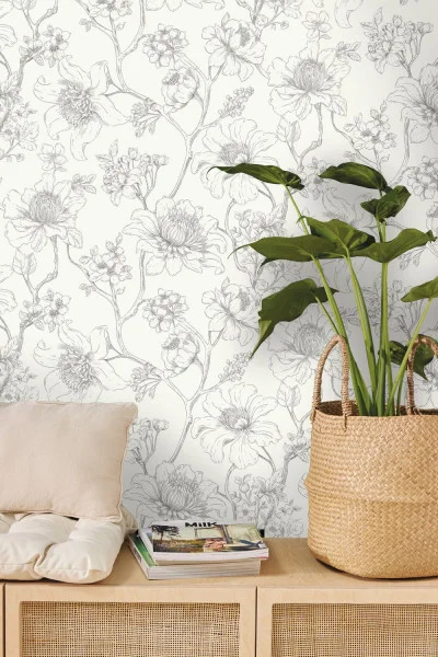 Caselio MNL3107070932 Moonlight 3 Silent Garden Noir - tapeta w kwiaty