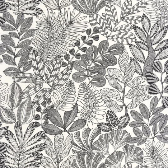 Caselio MNL3107160973 Moonlight 3 Golden Jungle Noir et blanc - tapeta w egzotyczne rośliny