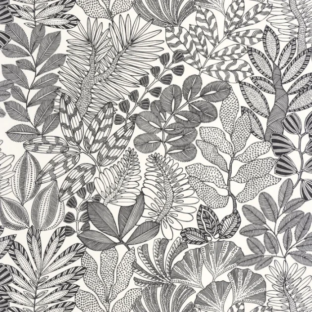 Caselio MNL3107160973 Moonlight 3 Golden Jungle Noir et blanc - tapeta w egzotyczne rośliny