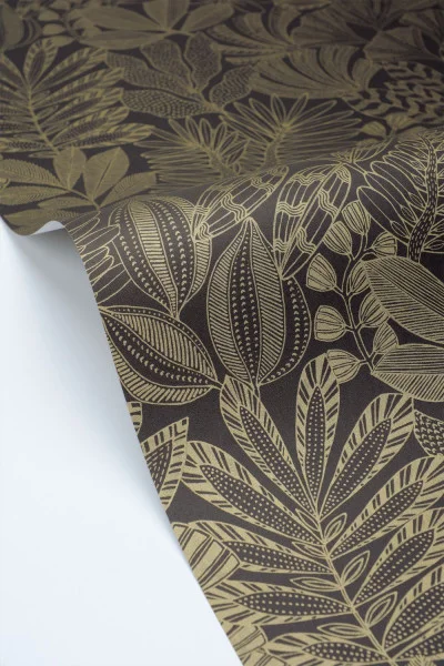 Caselio MNL3107169265 Moonlight 3 Golden Jungle Noir or - tapeta w egzotyczne rośliny
