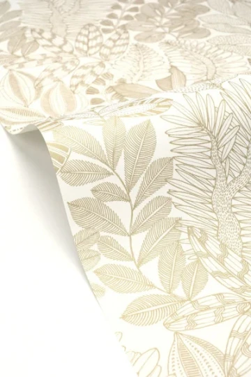 Caselio MNL3107160287 Moonlight 3 Golden Jungle Blanc or - tapeta w egzotyczne rośliny