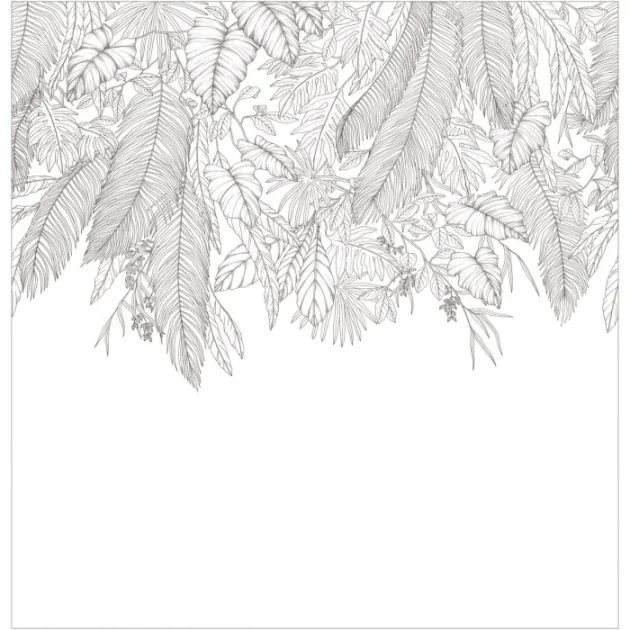 Caselio 107260909 Moonlight 3 Descendant Jungle Noir et blanc - mural w girlandę z liści