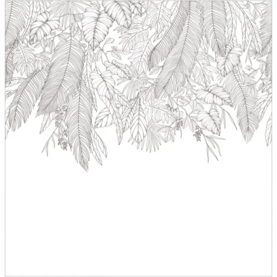 Caselio MNL3107260909 Moonlight 3 Descendant Jungle Noir et blanc - mural w girlandę z liści