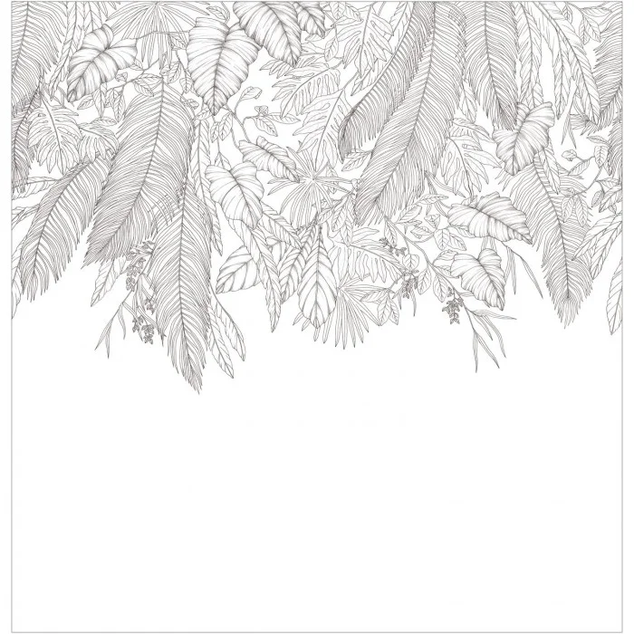 Caselio MNL3107260909 Moonlight 3 Descendant Jungle Noir et blanc - mural w girlandę z liści