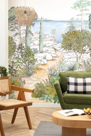 Caselio PMW104717105 Moonlight 3 Southern painting Vert - mural w śródziemnomorski krajobraz