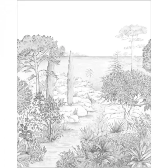 Caselio MNL3104710905 Moonlight 3 Southern painting Noir et blanc - mural w śródziemnomorski krajobraz