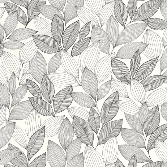 Caselio MNL3107150945 Moonlight 3 Little Botanica Noir et blanc - tapeta w graficzne liście
