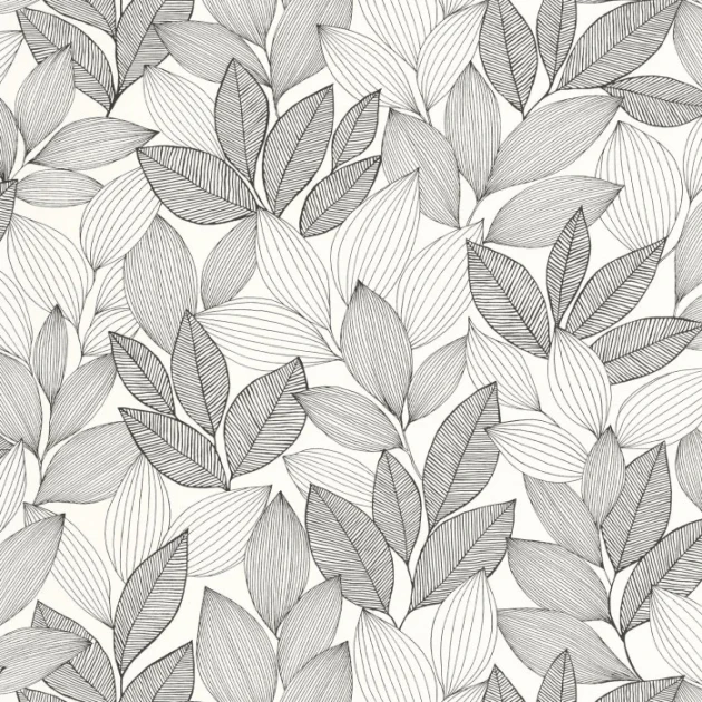 Caselio MNL3107150945 Moonlight 3 Little Botanica Noir et blanc - tapeta w graficzne liście