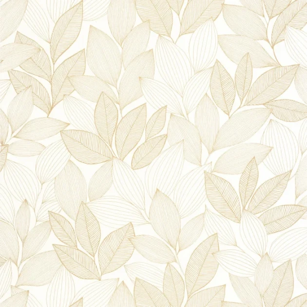 Caselio MNL3107150251 Moonlight 3 Little Botanica Blanc or - tapeta w graficzne liście