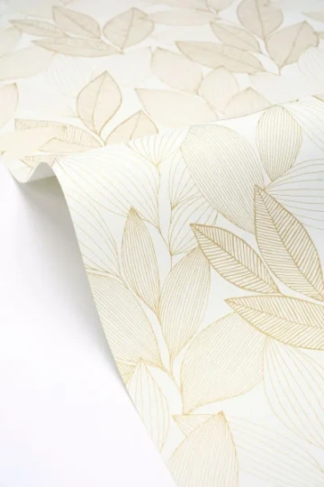 Caselio MNL3107150251 Moonlight 3 Little Botanica Blanc or - tapeta w graficzne liście
