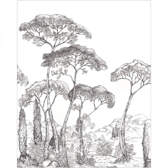 Caselio MNL3107290905 Moonlight 3 Forest of pines Noir et blanc - mural w sosny pinie