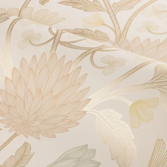 Casamance 70450508 Isadora Hippolyte Ivoire/doré - tapeta w kwiaty w stylu vintage