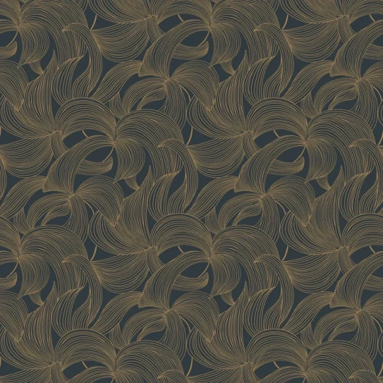 Casamance 70681936 Isadora Leontine Encre/doré - tapeta w kwiaty