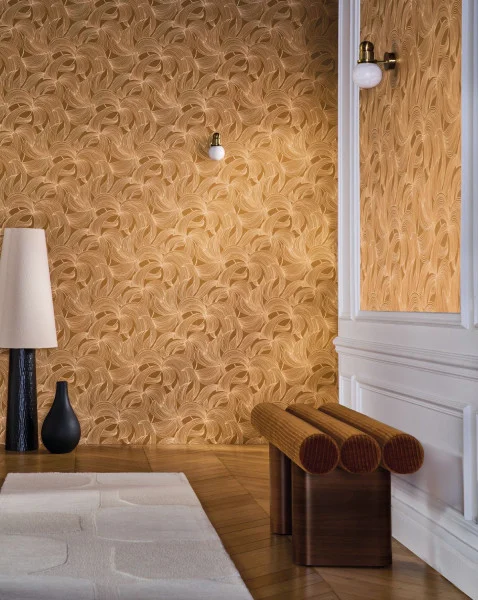 Casamance 70681834 Isadora Leontine Ambre/doré - tapeta w kwiaty