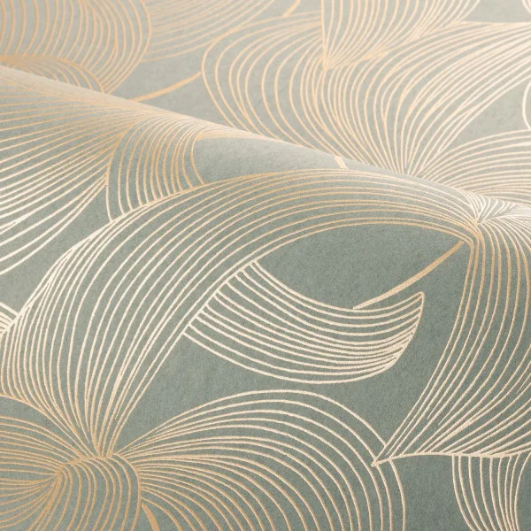 Casamance 70681630 Isadora Leontine Gris bleu/doré - tapeta w kwiaty