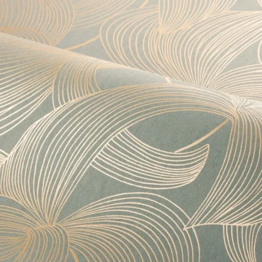 Casamance 70681630 Isadora Leontine Gris bleu/doré - tapeta w kwiaty