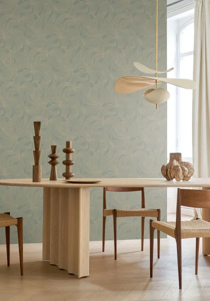 Casamance 70681630 Isadora Leontine Gris bleu/doré - tapeta w kwiaty