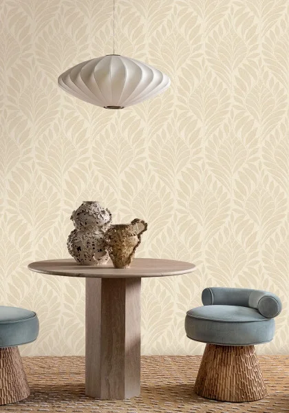 Casamance A74772548 Isadora Gustav Ivoire/doré - tapeta w liście