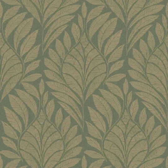 Casamance A74772752 Isadora Gustav Vert de gris/doré - tapeta w liście
