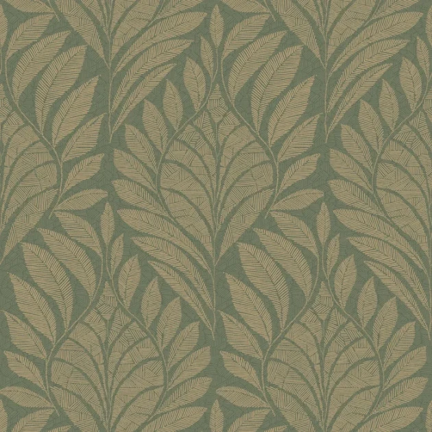 Casamance A74772752 Isadora Gustav Vert de gris/doré - tapeta w liście