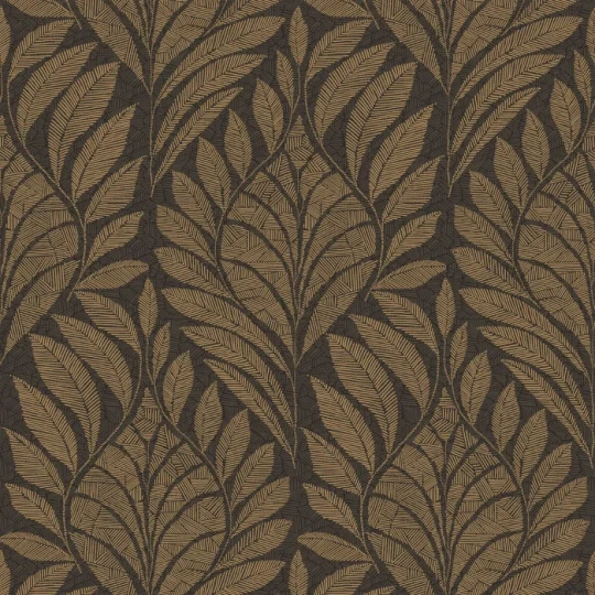 Casamance A7477 28 54 Isadora Gustav Anthracite/doré - tapeta w liście