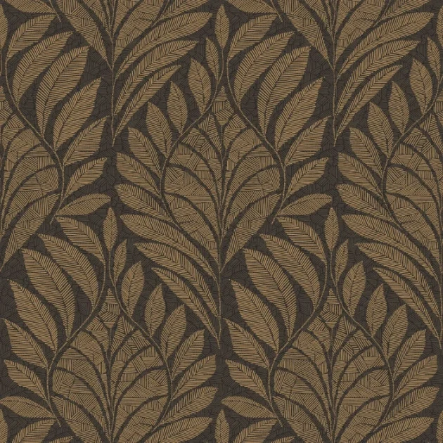 Casamance A7477 28 54 Isadora Gustav Anthracite/doré - tapeta w liście