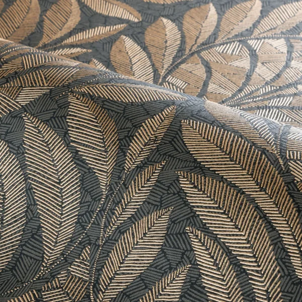 Casamance A7477 28 54 Isadora Gustav Anthracite/doré - tapeta w liście