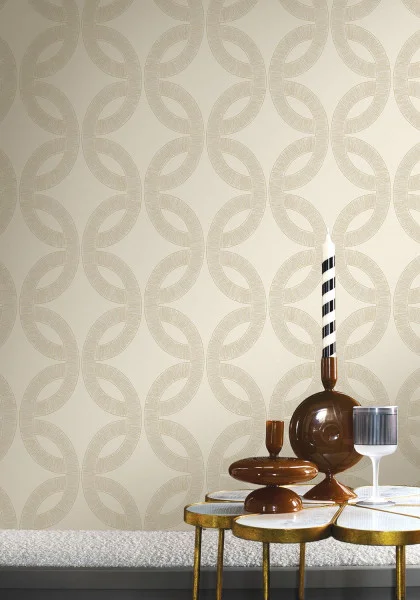 Casamance 70692038 Isadora Etienne Ivoire/doré - tapeta w okręgi