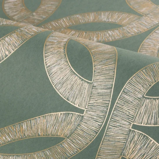 Casamance 70692242 Isadora Etienne Vert de gris/doré - tapeta w okręgi