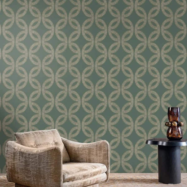 Casamance 70692242 Isadora Etienne Vert de gris/doré - tapeta w okręgi