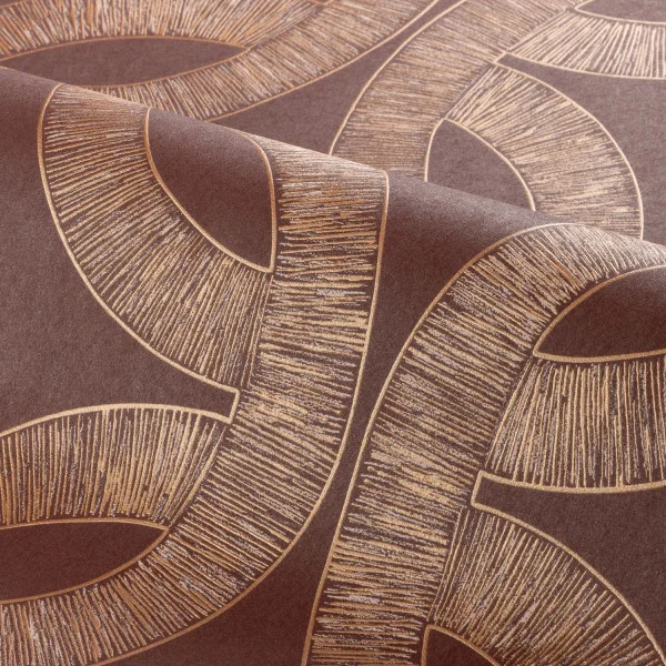 Casamance 70692344 Isadora Etienne Bordeaux/doré - tapeta w okręgi