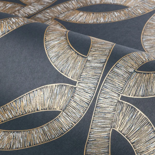 Casamance 70692446 Isadora Etienne Encre/doré - tapeta w okręgi