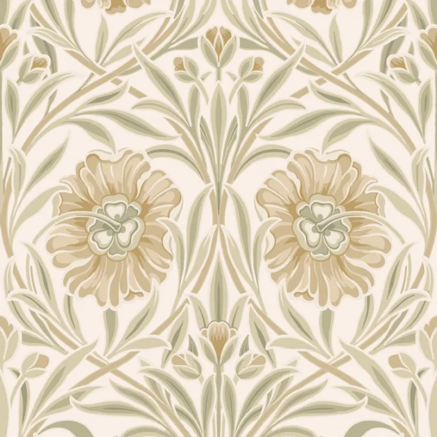 Casamance 70370100 Isadora Ivoire/amande - tapeta w goździki