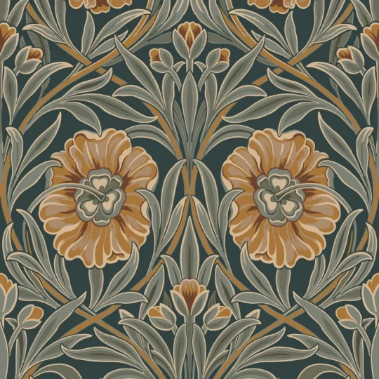 Casamance 70370304 Isadora Vert anglais/céladon - tapeta w goździki