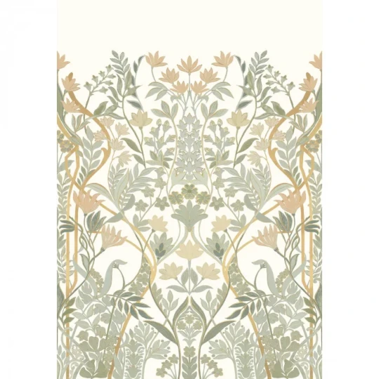 Casamance 70732956 Isadora Salon Des Miroirs Ivoire/doré - mural w roślinny wzór