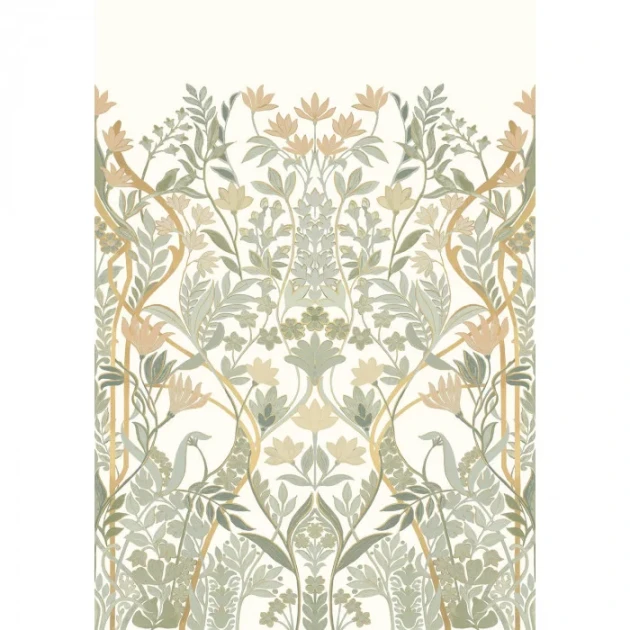 Casamance 70732956 Isadora Salon Des Miroirs Ivoire/doré - mural w roślinny wzór