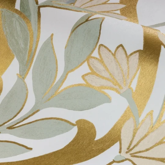 Casamance 70732956 Isadora Salon Des Miroirs Ivoire/doré - mural w roślinny wzór