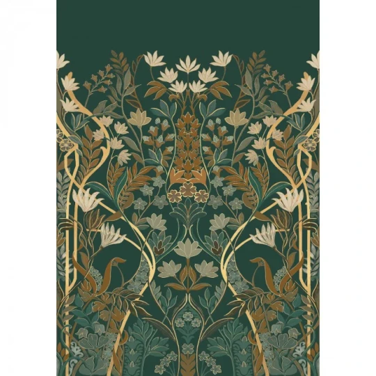 Casamance 70733058 Isadora Salon Des Miroirs Pétrole/doré - mural w roślinny wzór